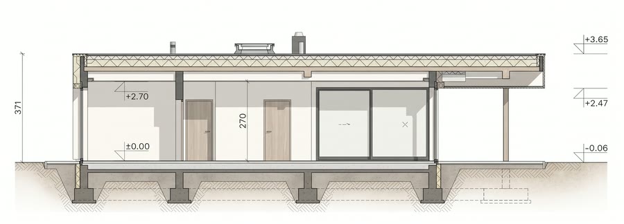 Priečny rez rodinným domom Modern 01